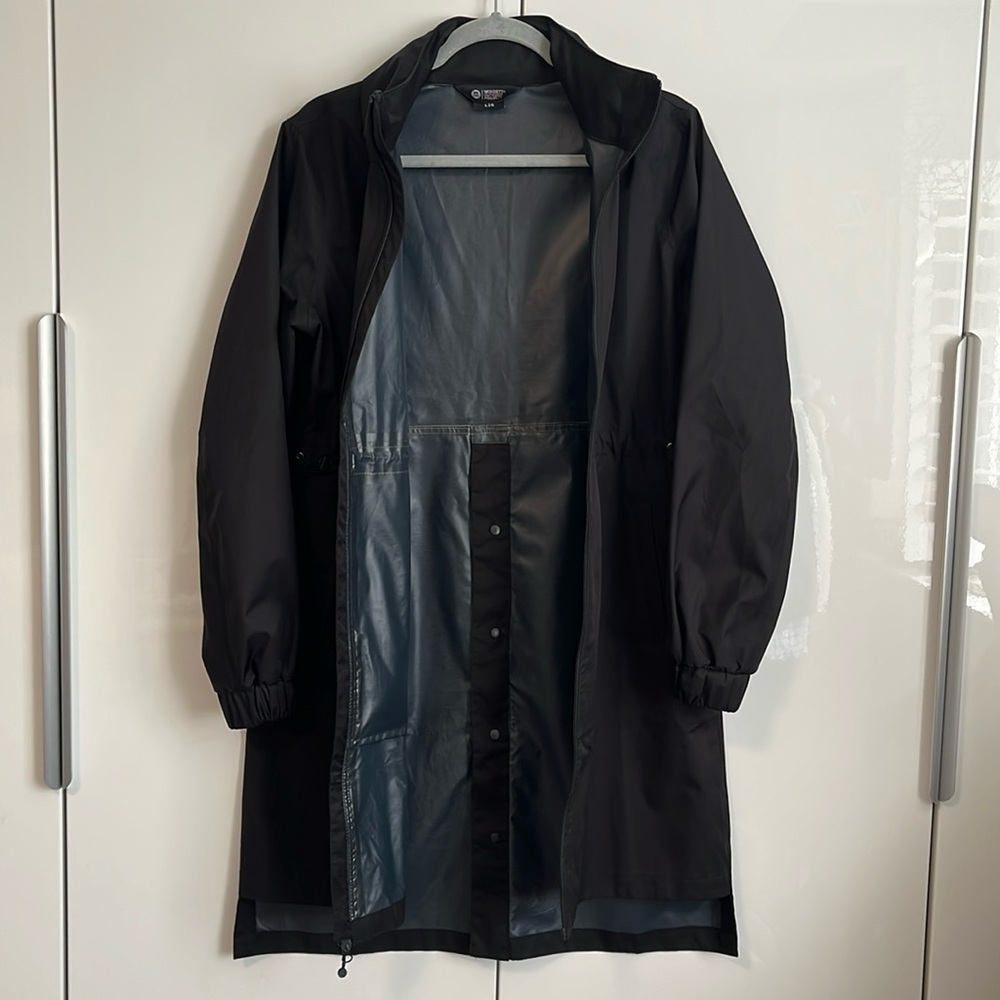 Mondetta Black Water Resistant Hooded Outdoor Rain Jacket with Hood, Size L - Picture 15 of 15